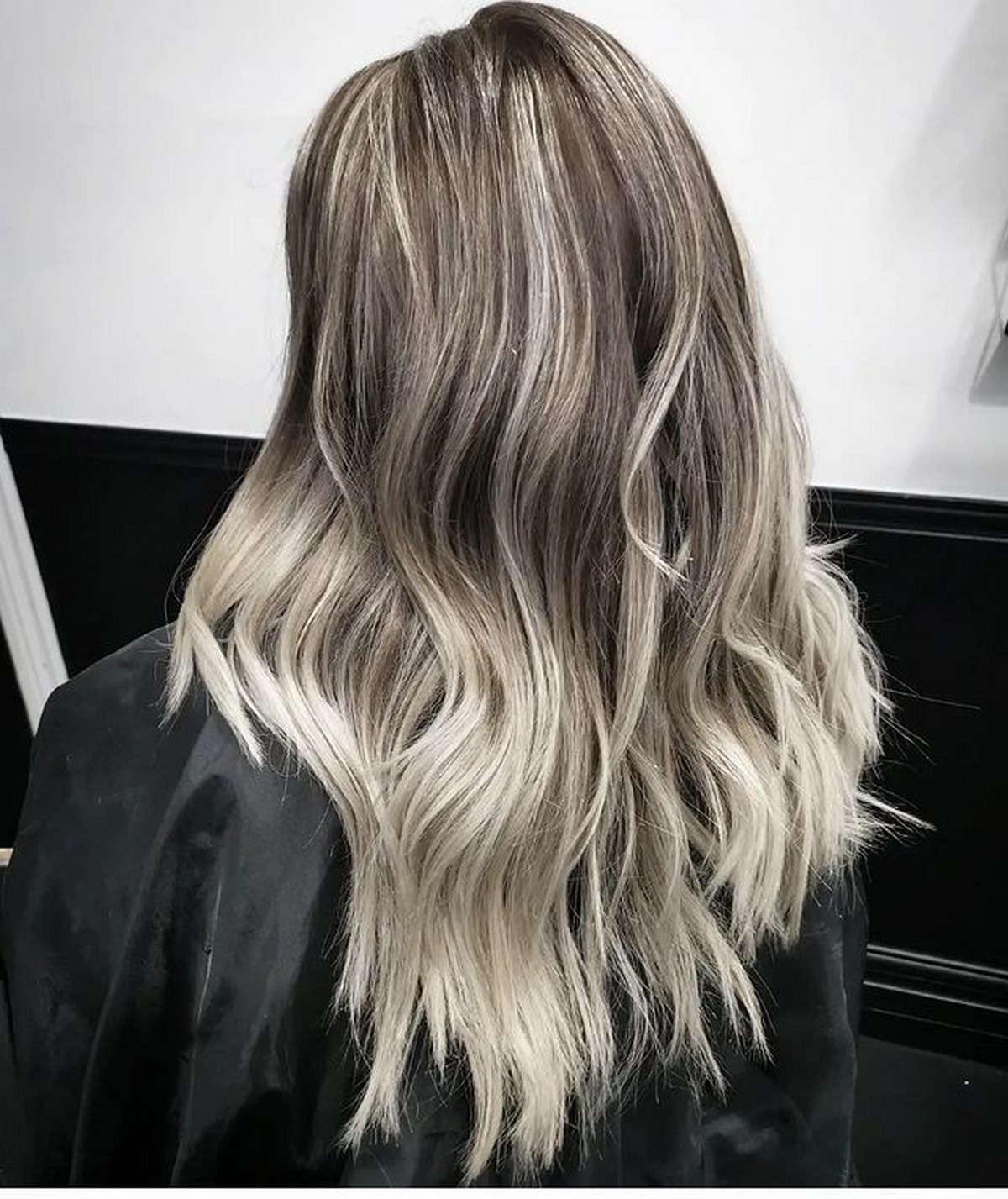 Platinum Blonde Balayage On Dark Hair