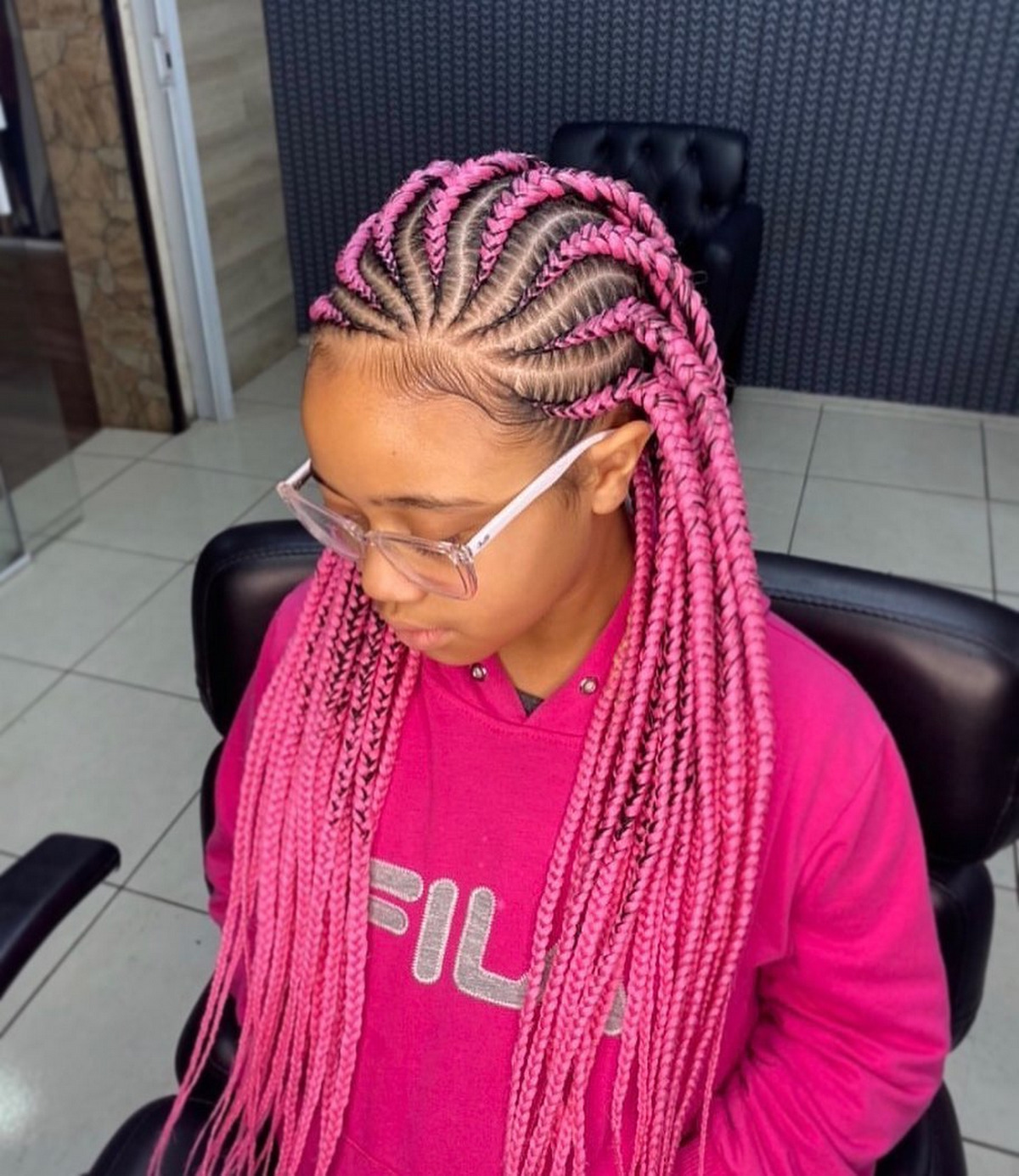 Pink Stitch Braid With Dark Roots