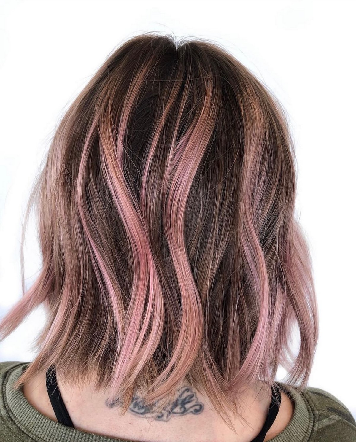 Subtle Pink Streaks in Hair