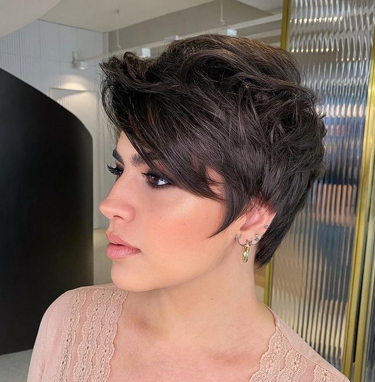 Voluminous Pixie With Side-Swept Bangs