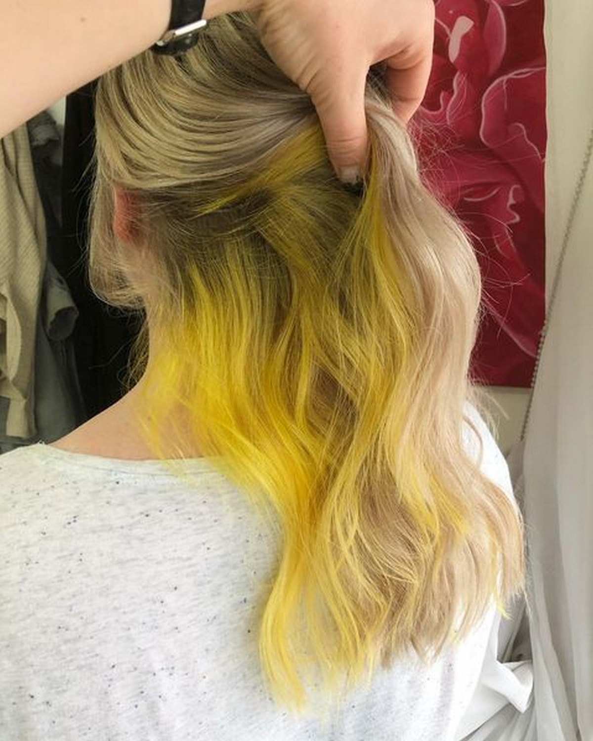 Yellow Peekaboo Highlights On Blonde