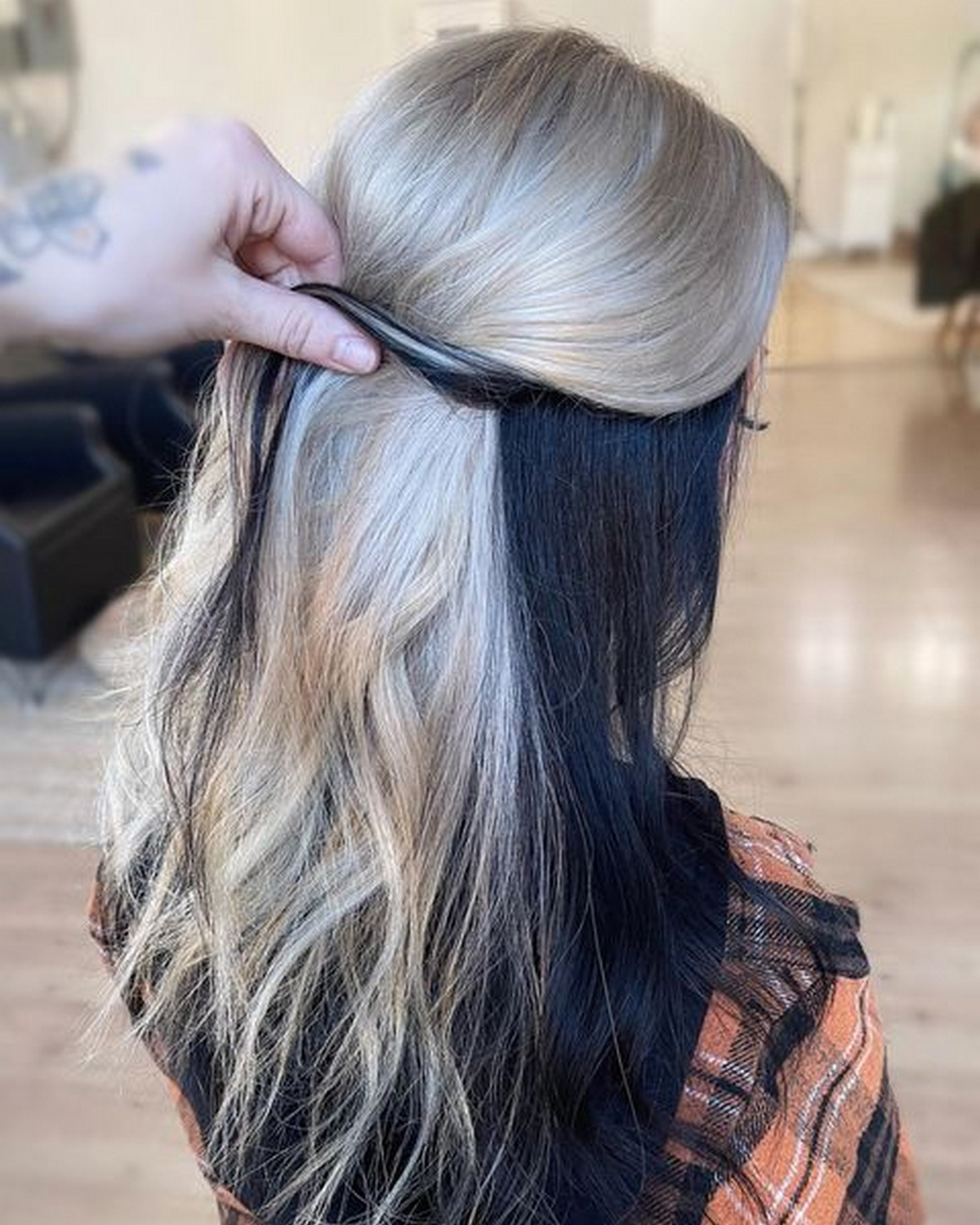 Black Peekaboo Highlights On Platinum