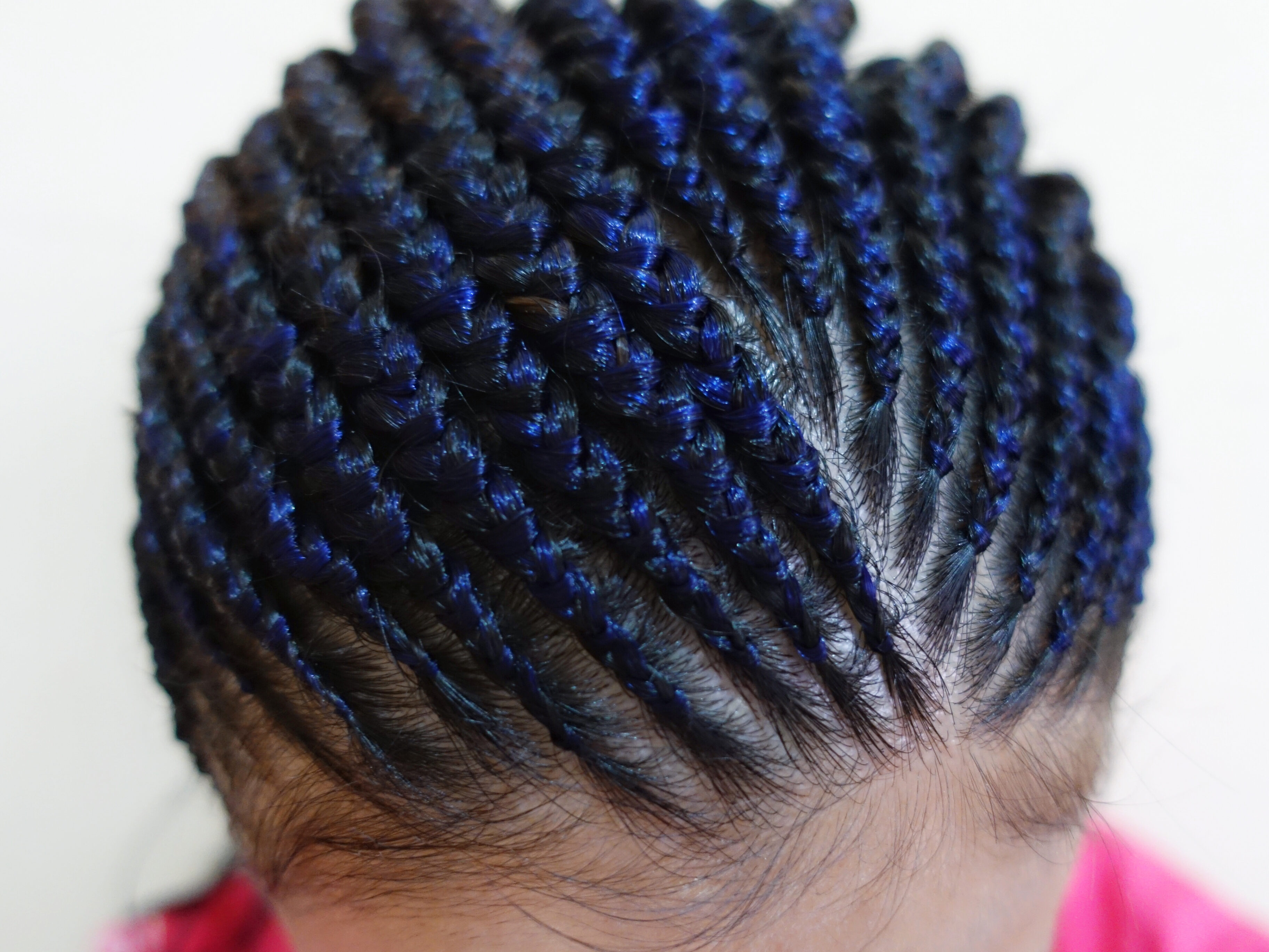 Cornrows Braid With Blue Extensions