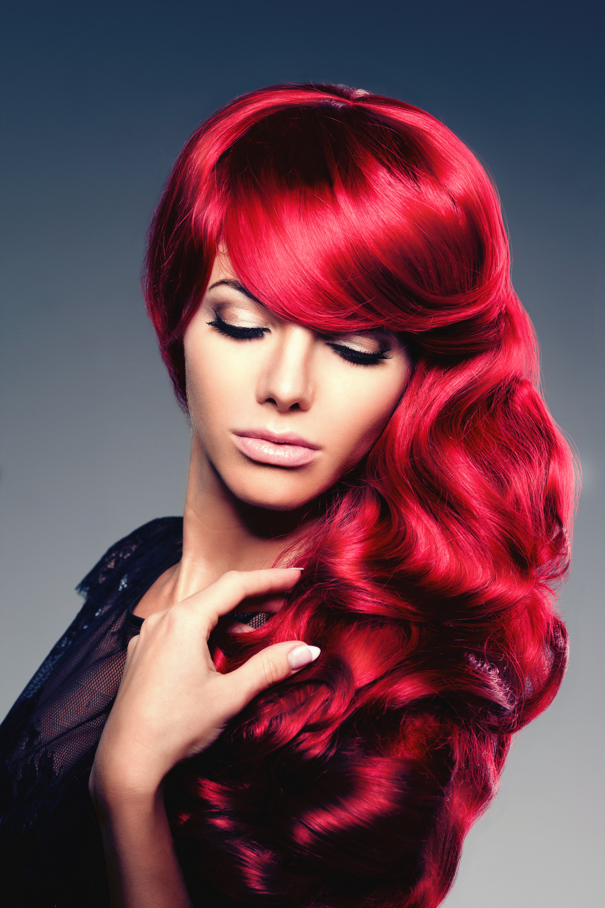 Long Waves With Side Swept Bangs