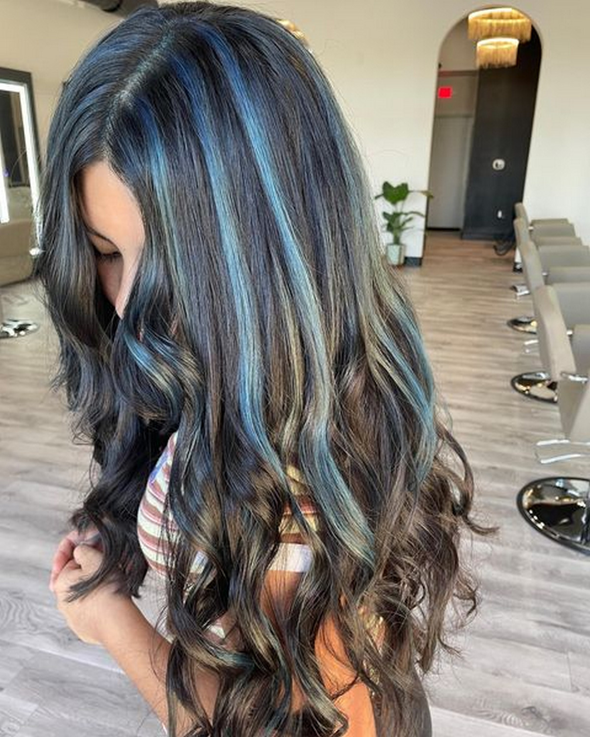 Black Hair And Blue Highlights