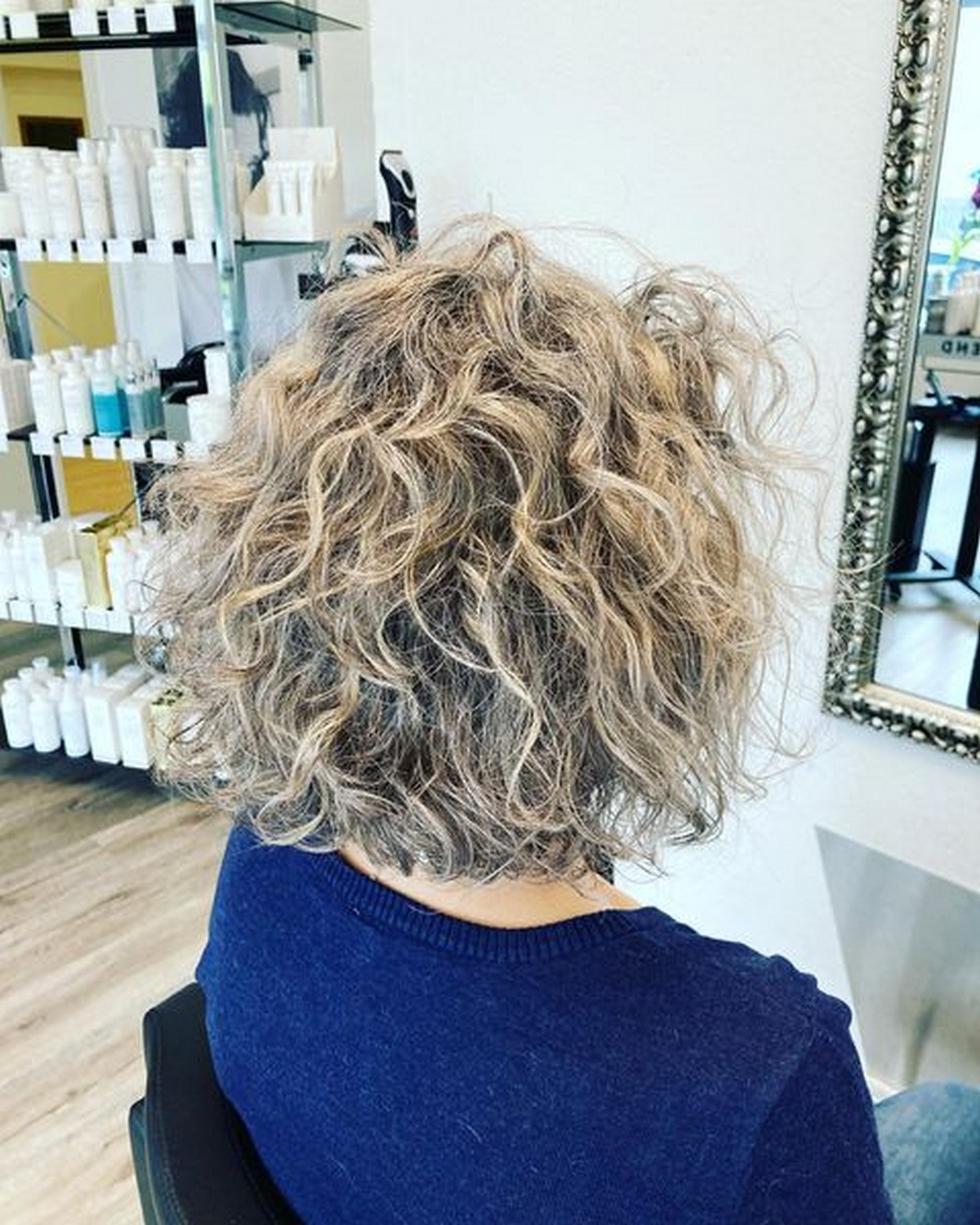 Gray Messy Curly Bob