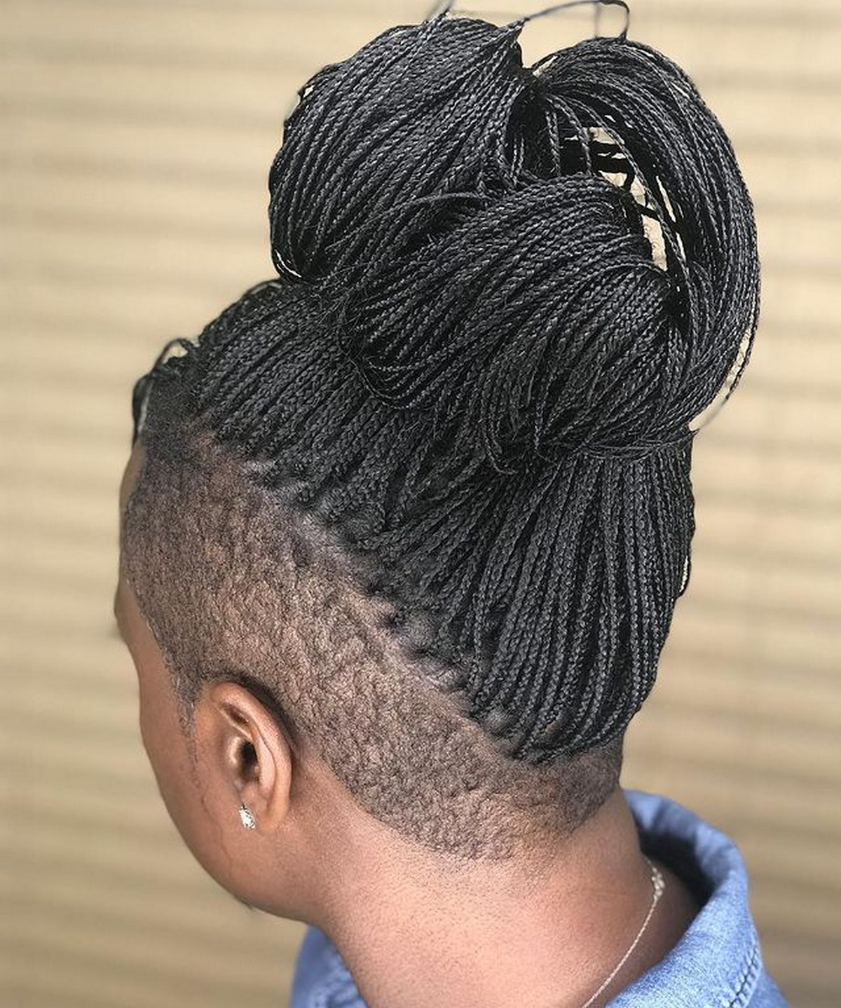 Knotted Braids With Shaved Sides And Back