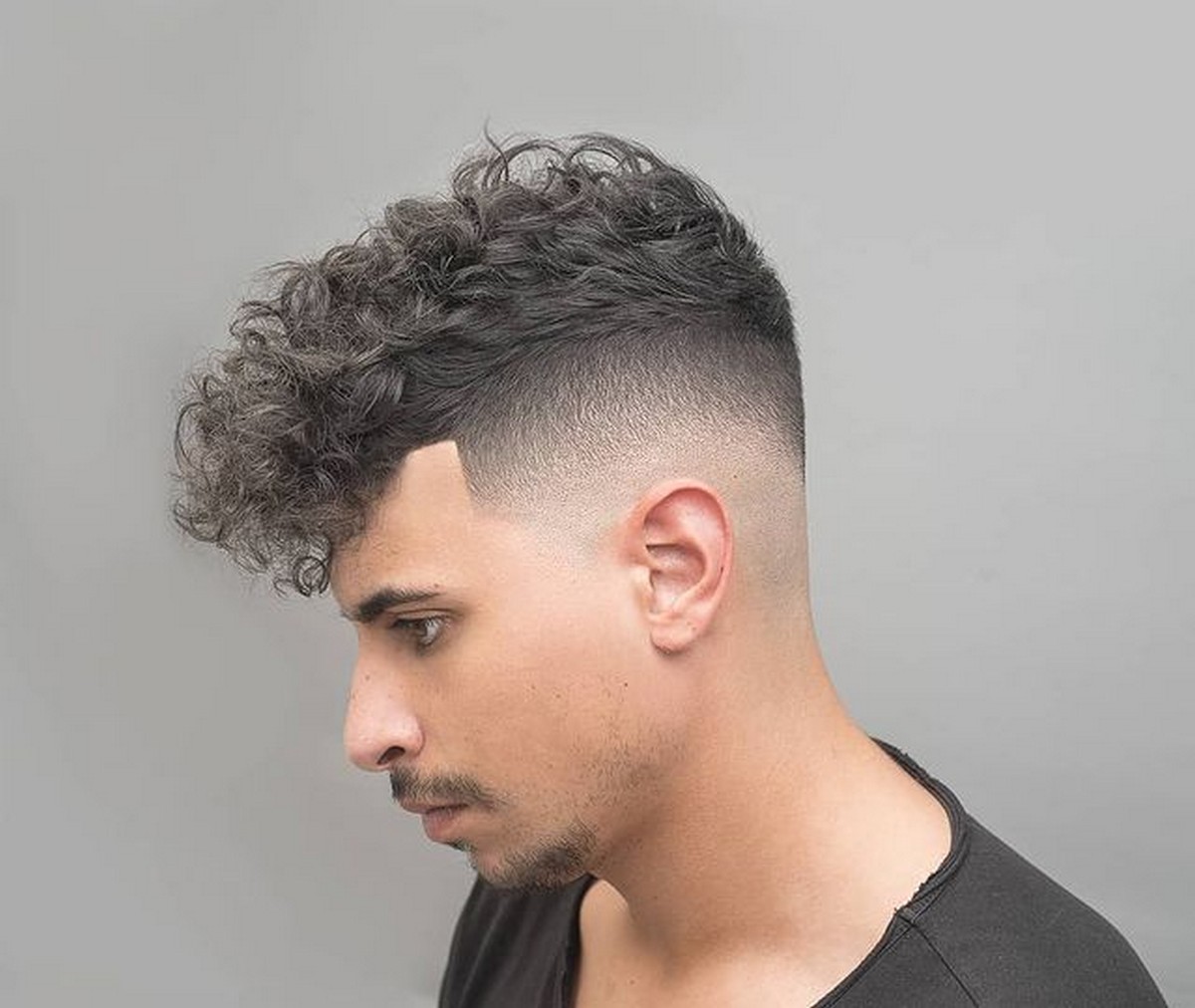 Smoked Gray Curly Low Taper Undercut