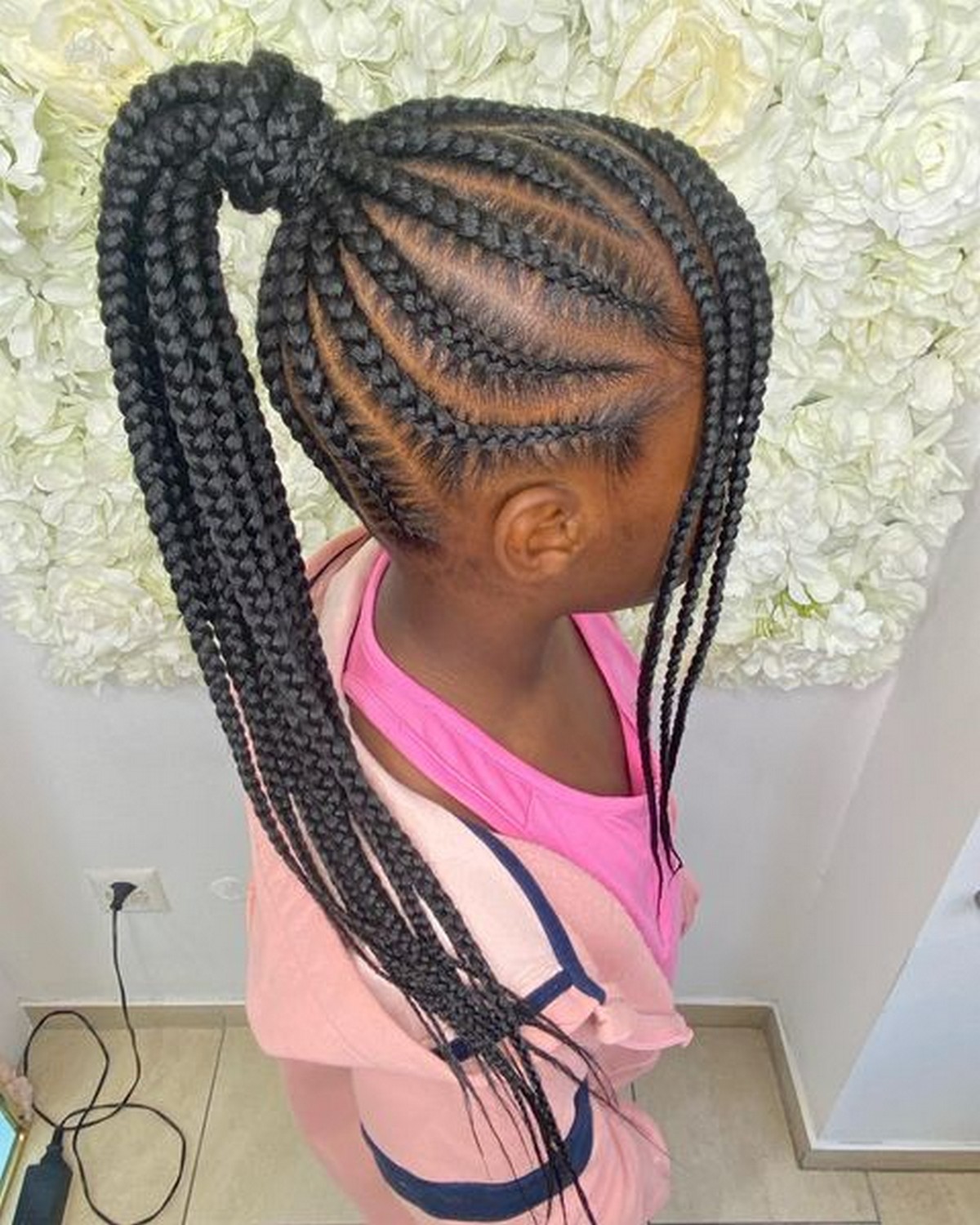 Swoopy Cornrows And Braided Pony With Bang