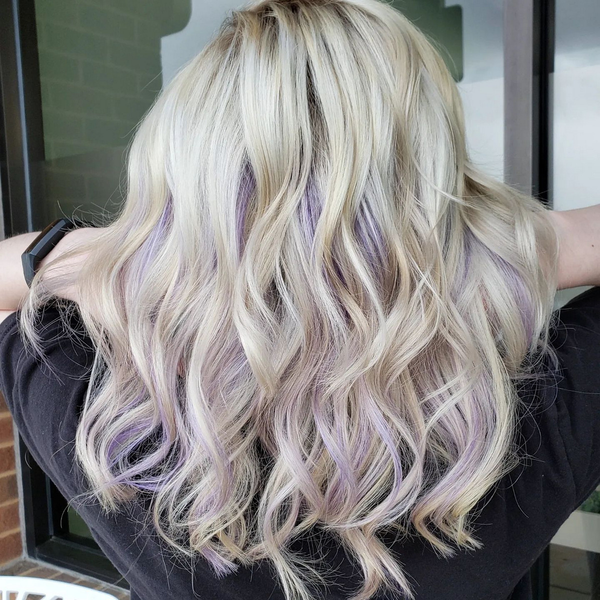 Lavender Peekaboo Highlights On Platinum Blonde