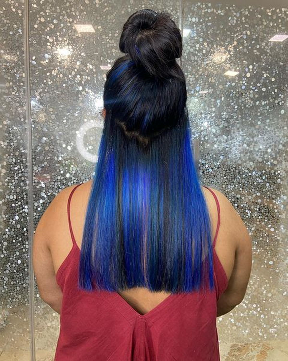 Deep Navy Blue Underneath Hair Color 