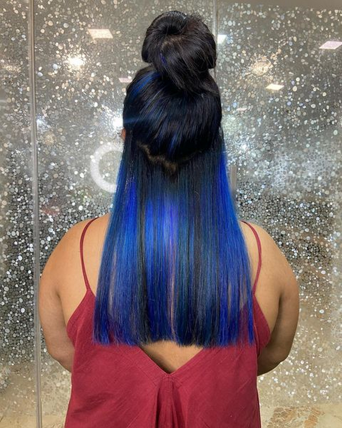 Deep Navy Blue Underneath Hair Color