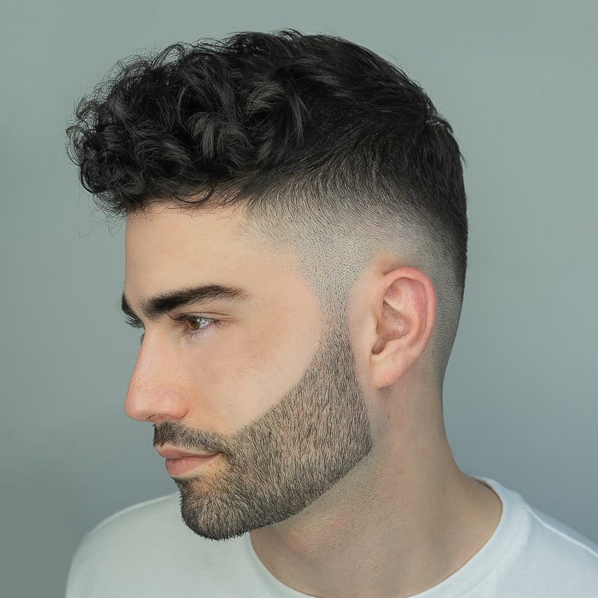 Messy Curly Low Taper Undercut