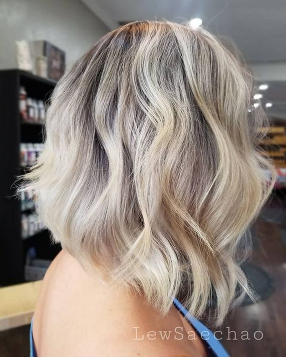 Icy Silver And Dark Ash Blonde Platinum On Bob Haircut