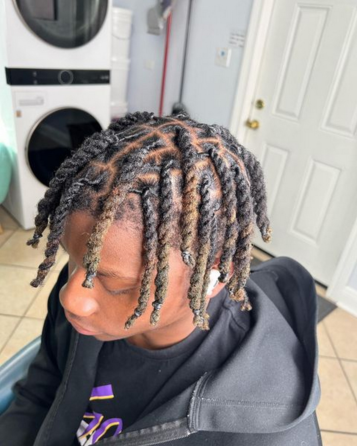 Low Fade with Box Braids