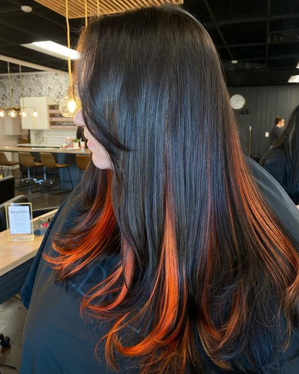 Orange Peekaboo Highlights On Black