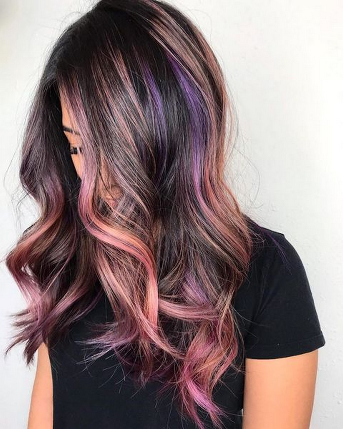 Black Hair And Fuschia Pink Highlights