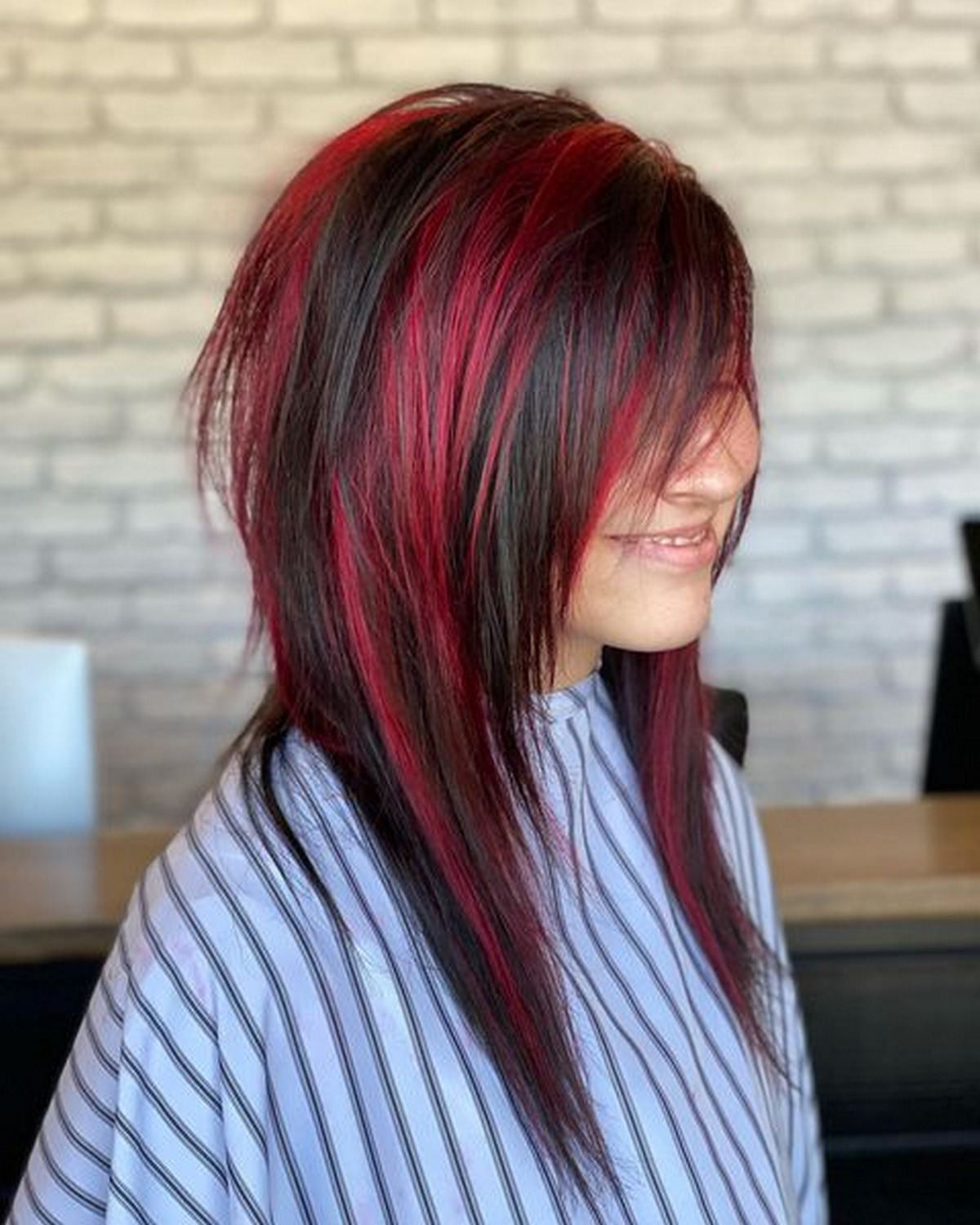 Emo Black HairStyle With Red Highlights 