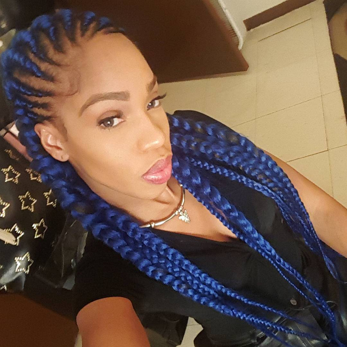 Midnight Blue Ghana Cornrows