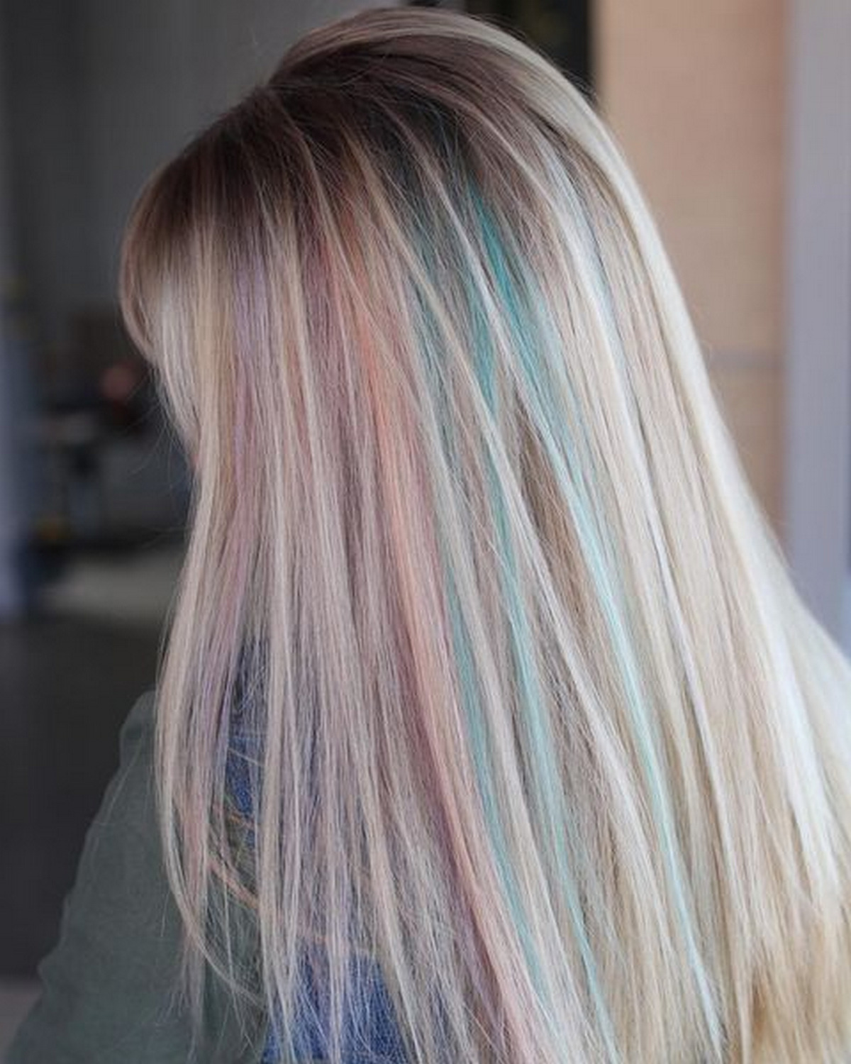 Pastel Peekaboo Highlights On Platinum Blonde