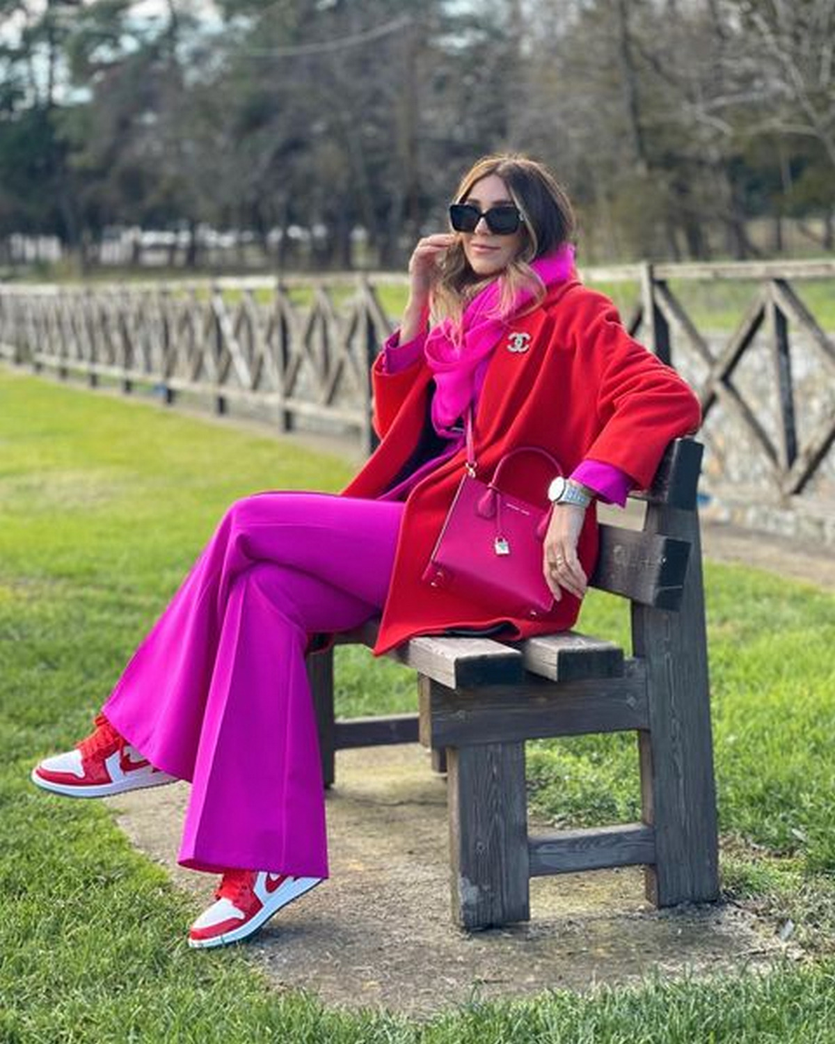 Pinkish Purple Suit With Red Coat