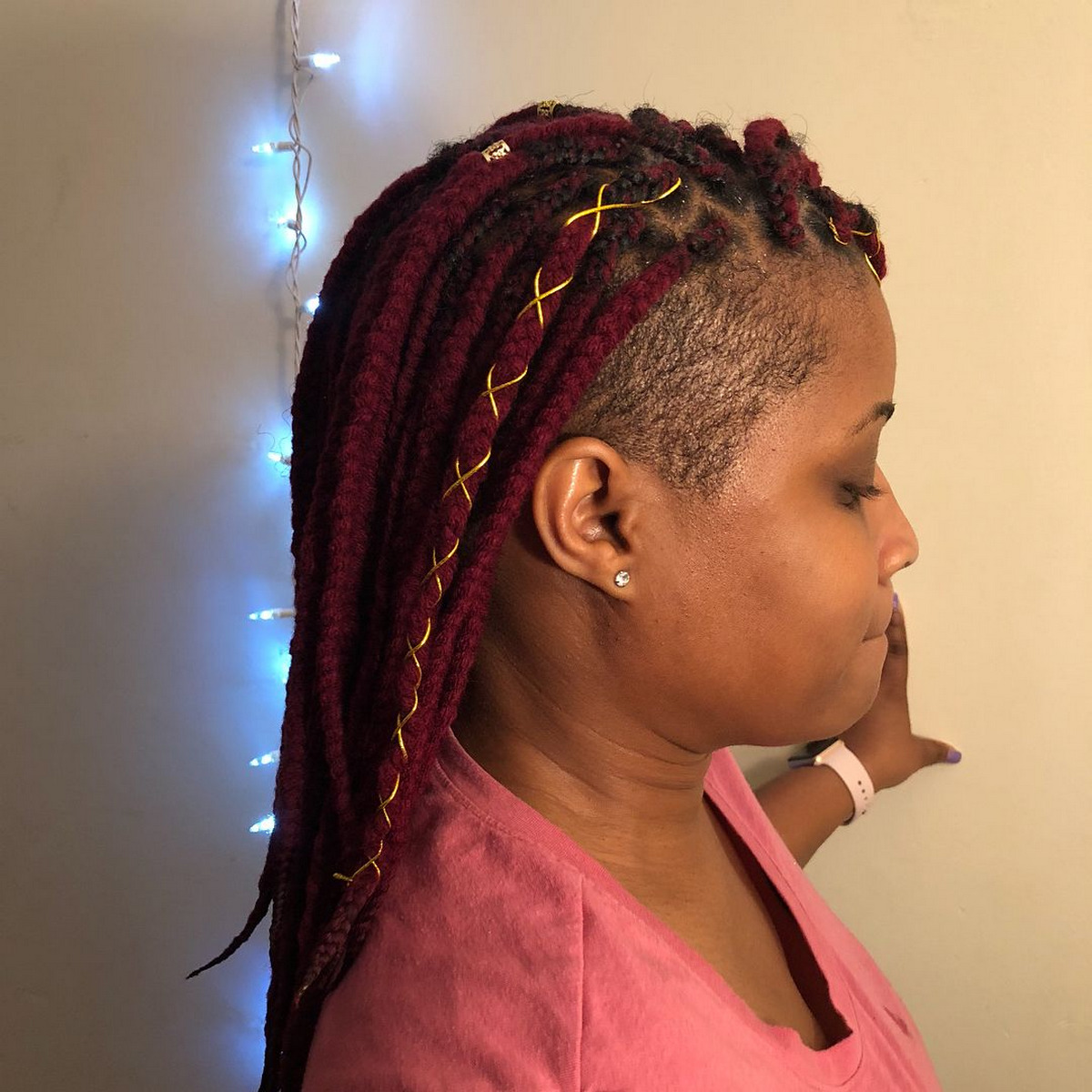 Individual Yarn Braids With Sides Shaved