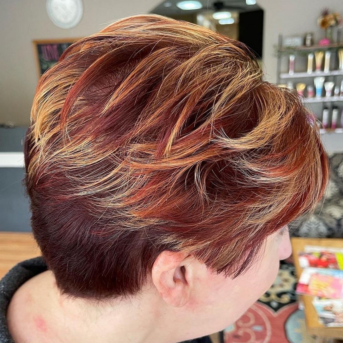 Pixie Red Hair With Blonde Highlights