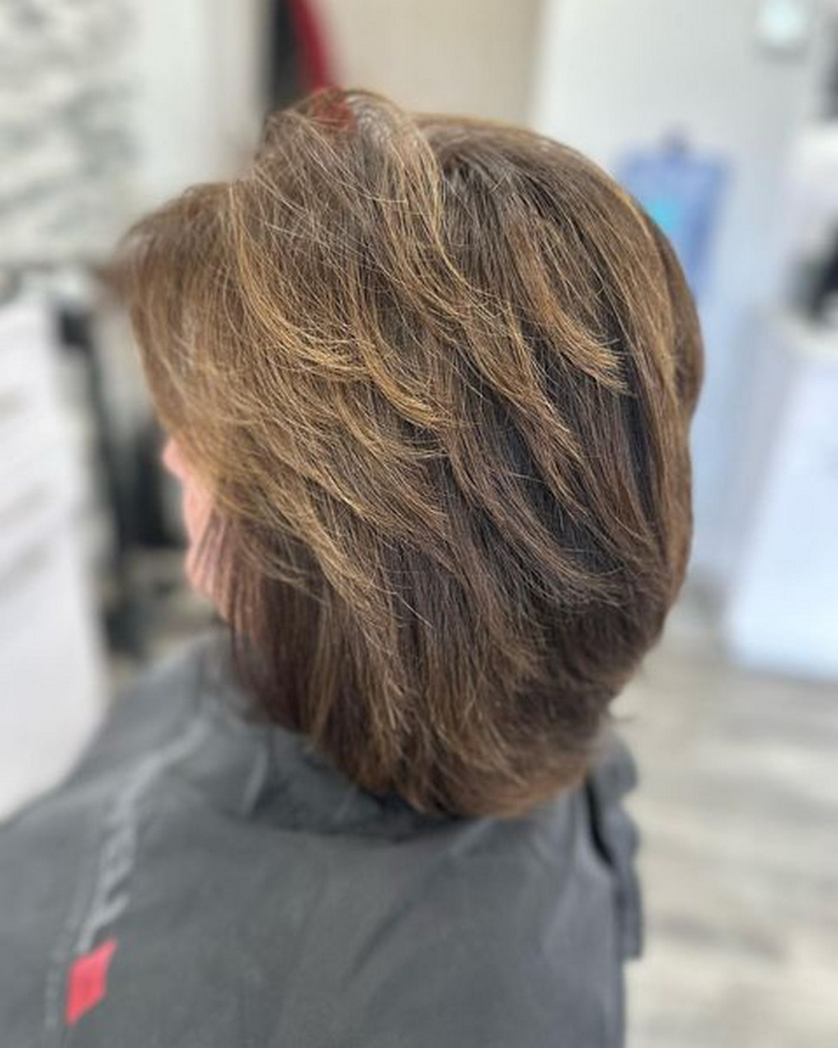Shaggy Razored Golden Brown Bob