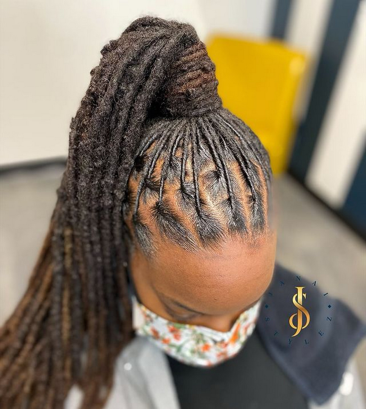 Basic High Ponytail With Rope Twist Long Dreadlocks