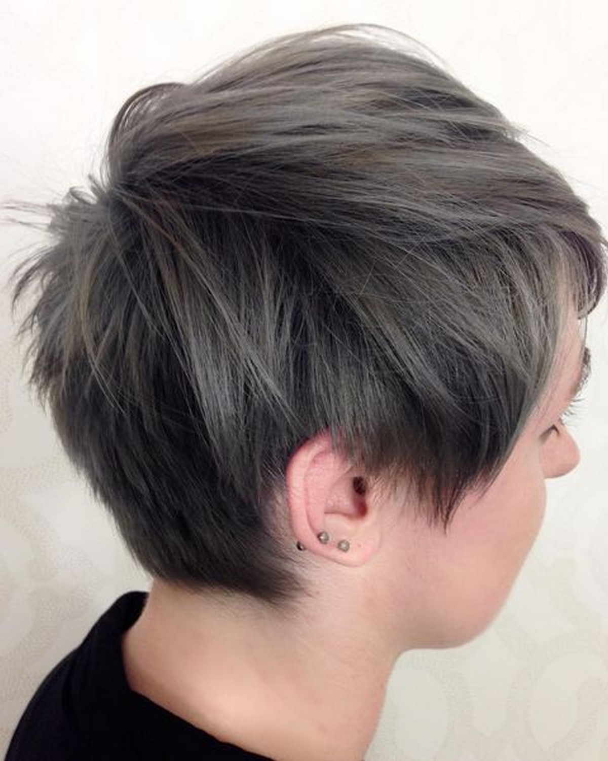 Grey Side-Swept Pixie Cut