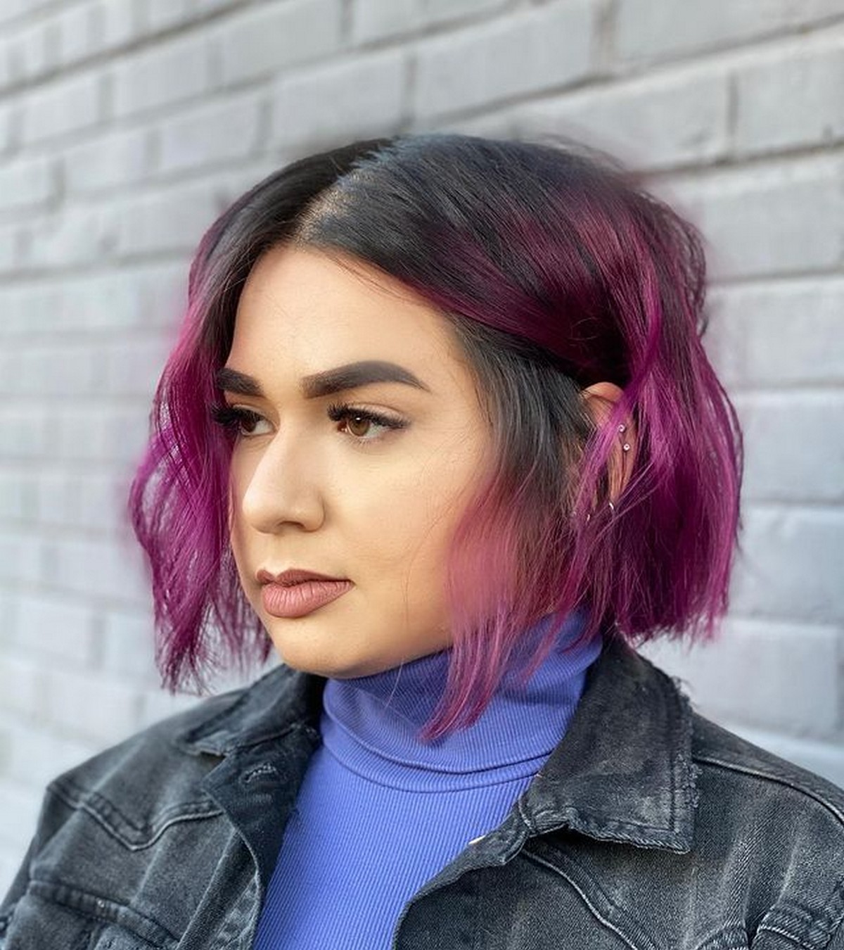 Short Hair And Purple Highlights