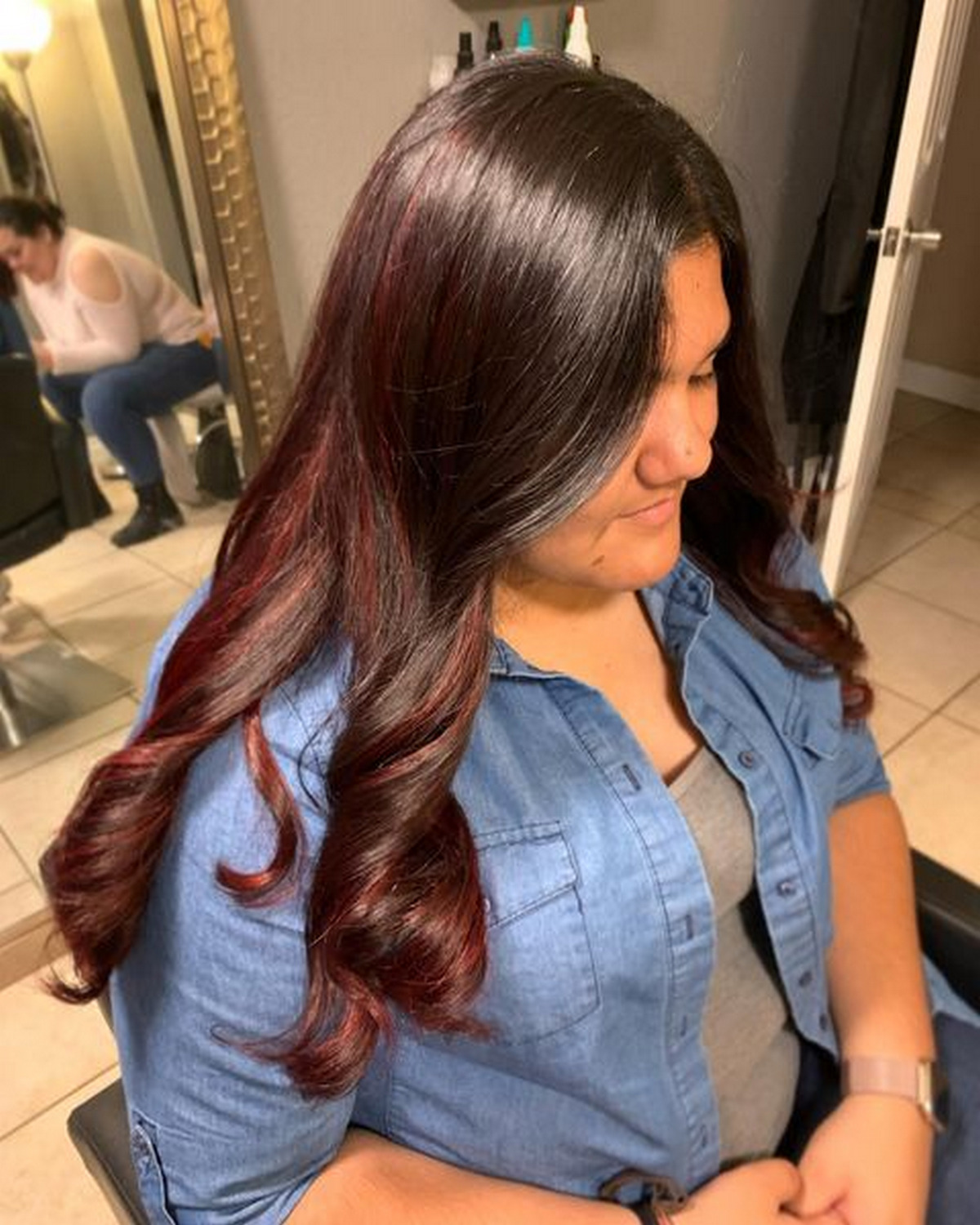 Cherry Red Underneath Hair Color 