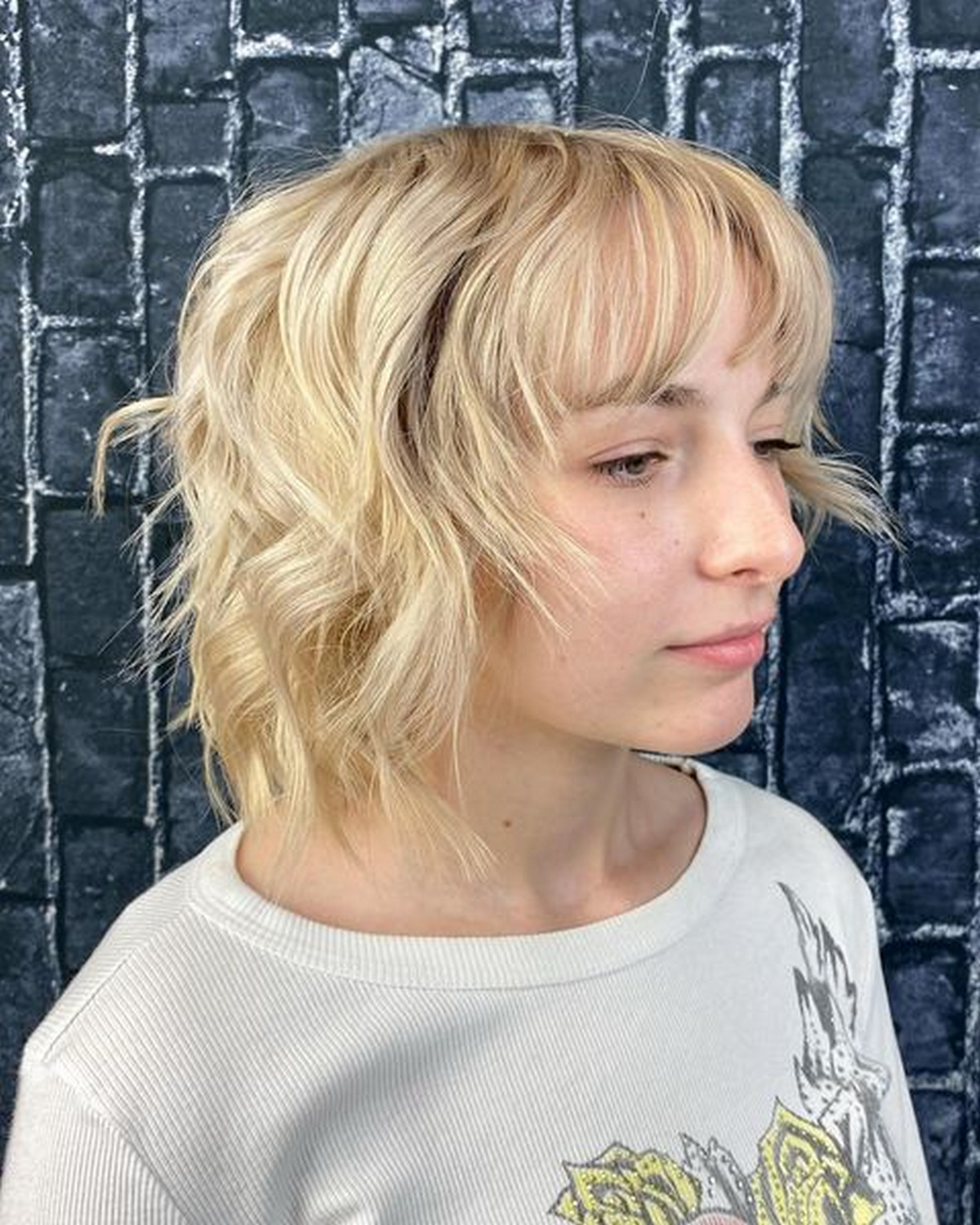 Sliced Tousled Bob with Bangs