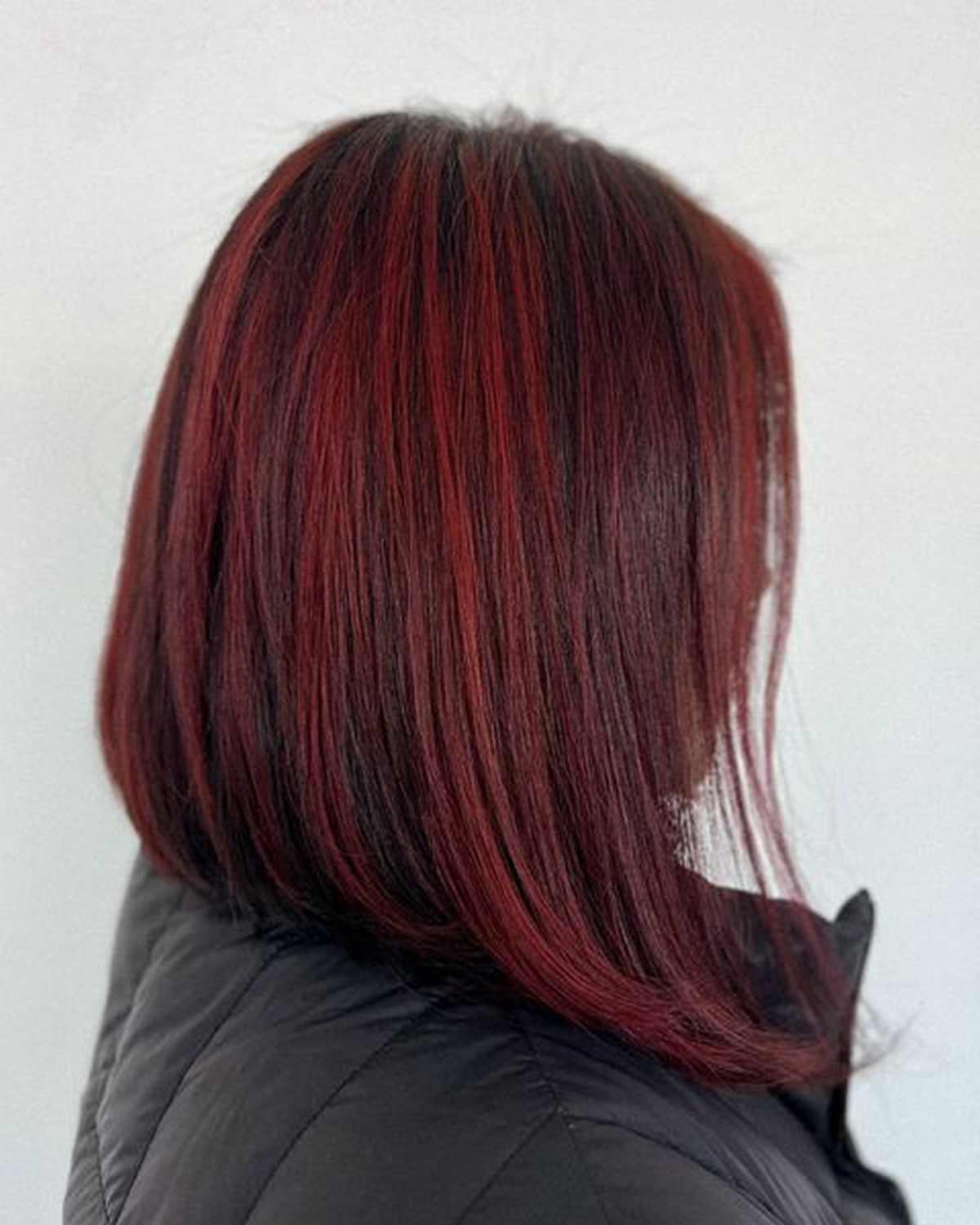 A-line Bob With Red Highlights