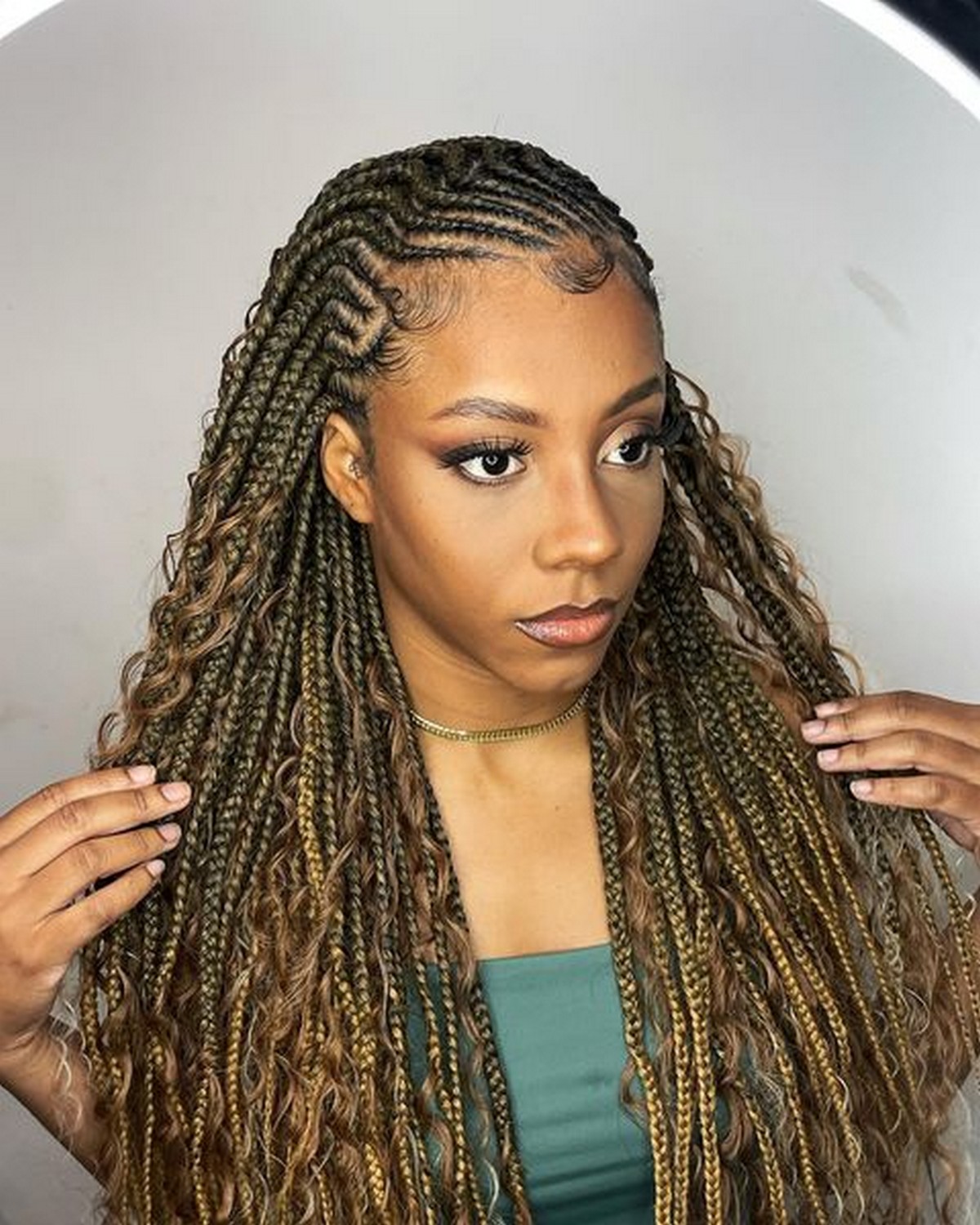 Long Tribal Braids With Loose Spirals