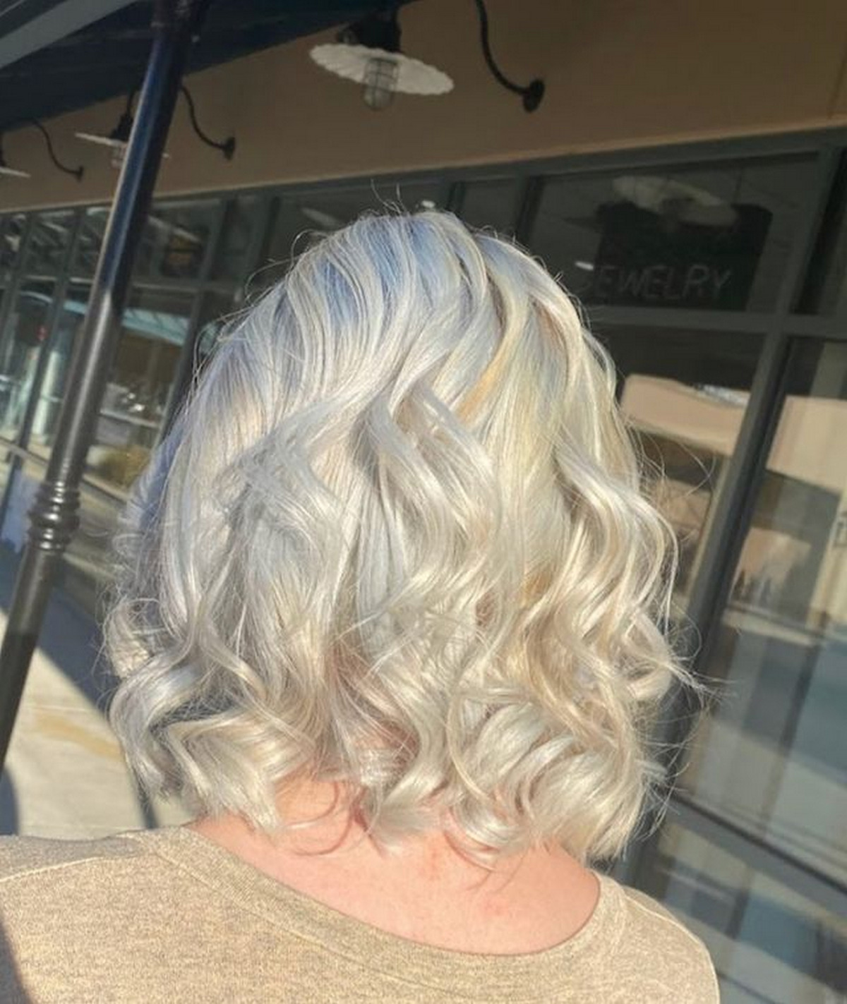 Platinum Blonde Beach Waves For Mid-Length Hair
