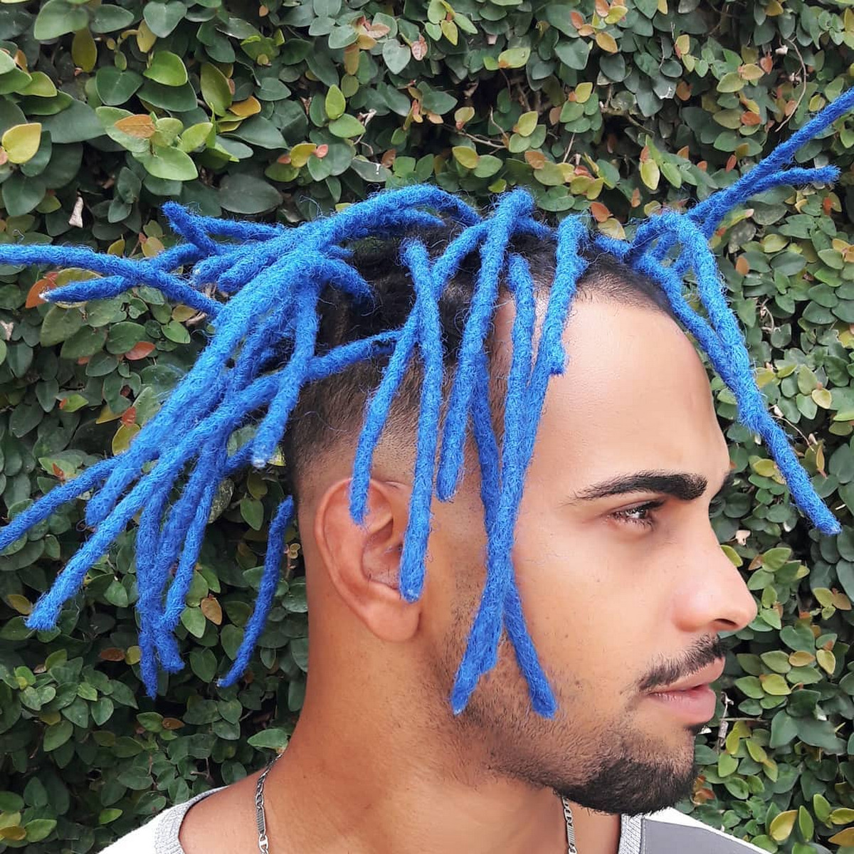 Taper Fade with Dreads Blue