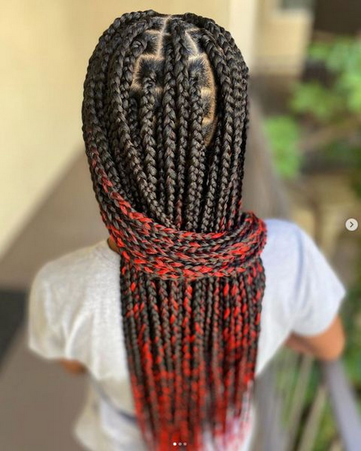Box Braids With Red Highlights 