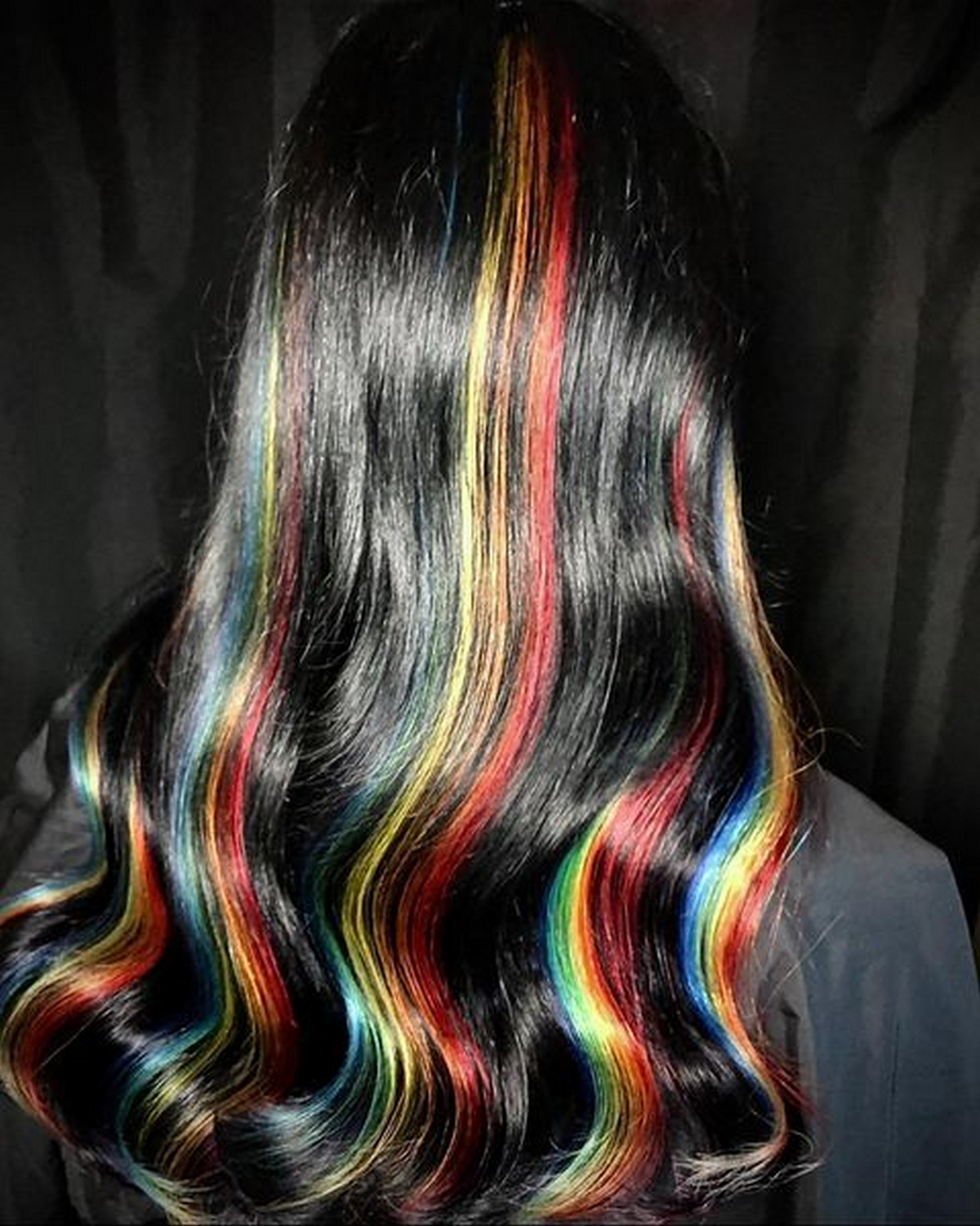 Rainbow Highlights On Black Hair
