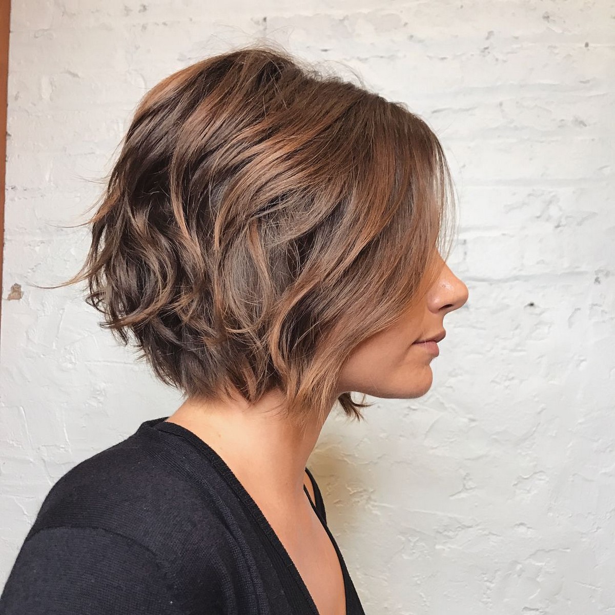 Chocolate Bob With Subtle Caramel Balayage