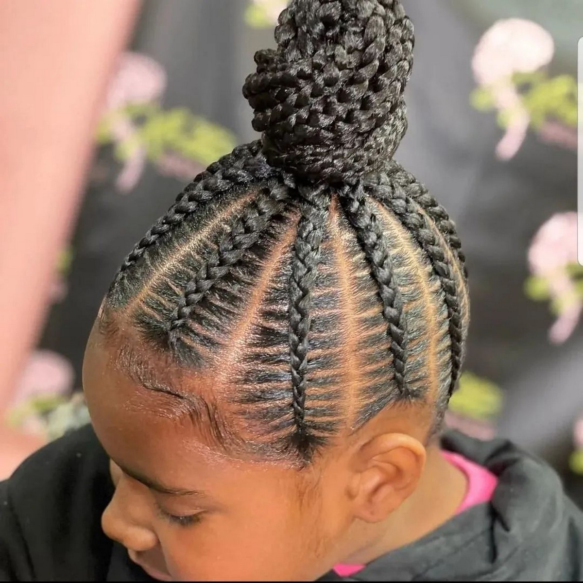 Natural Hair Tribal Braids In A Bun