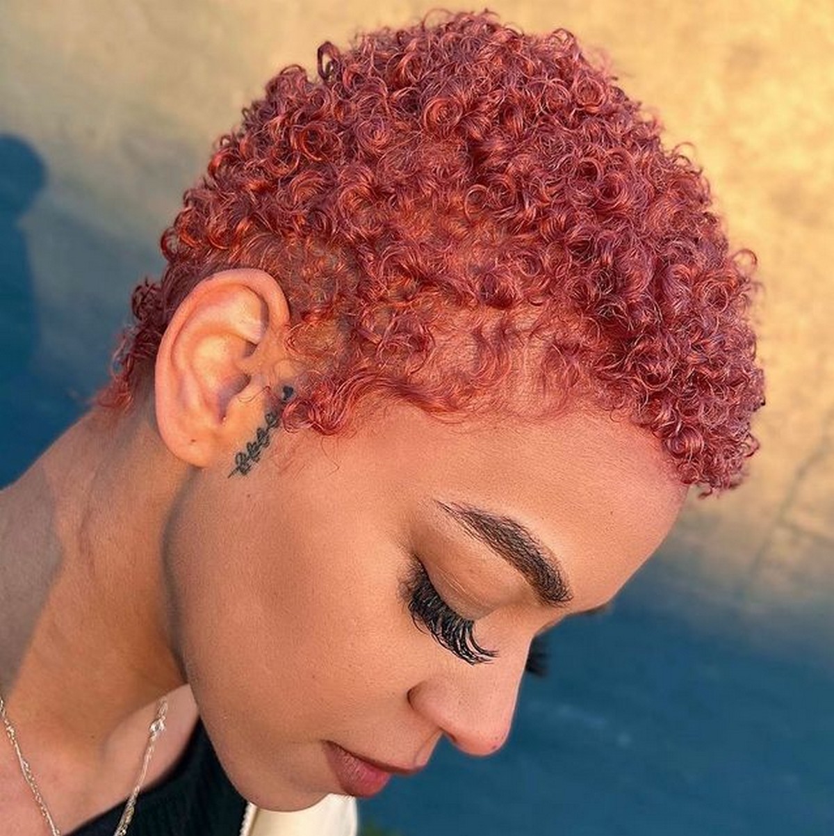 Rose Gold Pixie Natural Hair