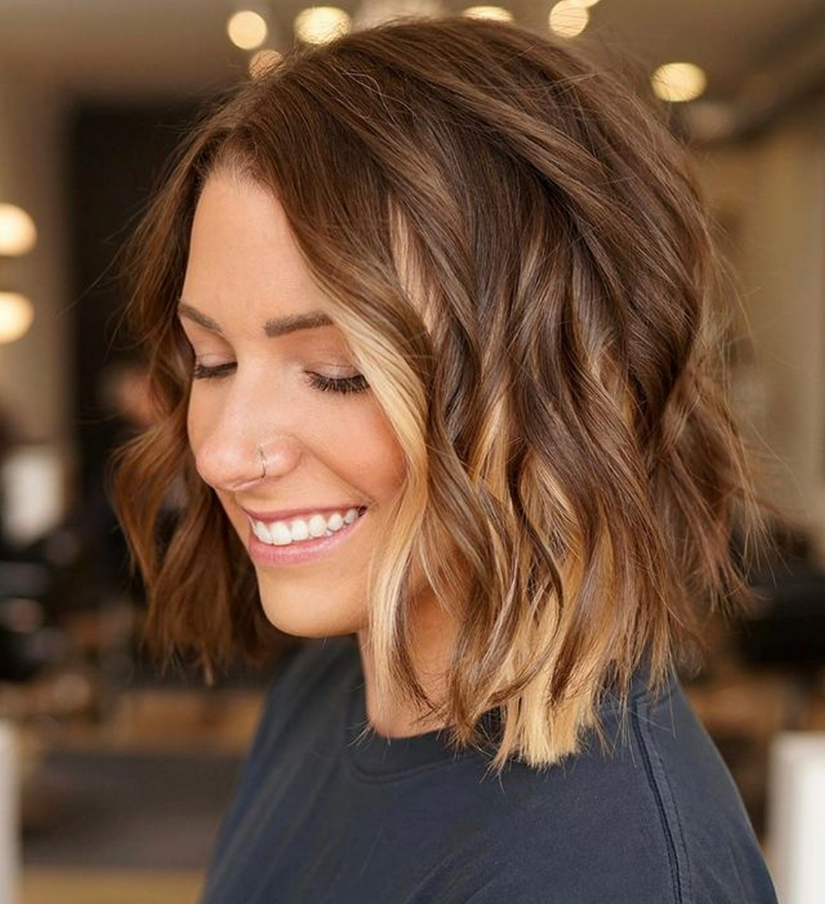 Subtle Blonde Peekaboo Highlights On Brown