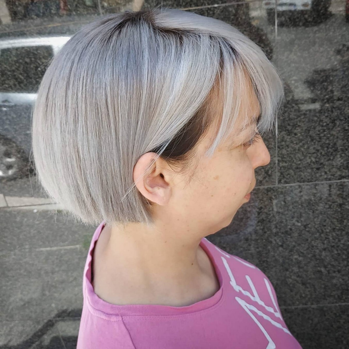 Gray Bob with a Side Part