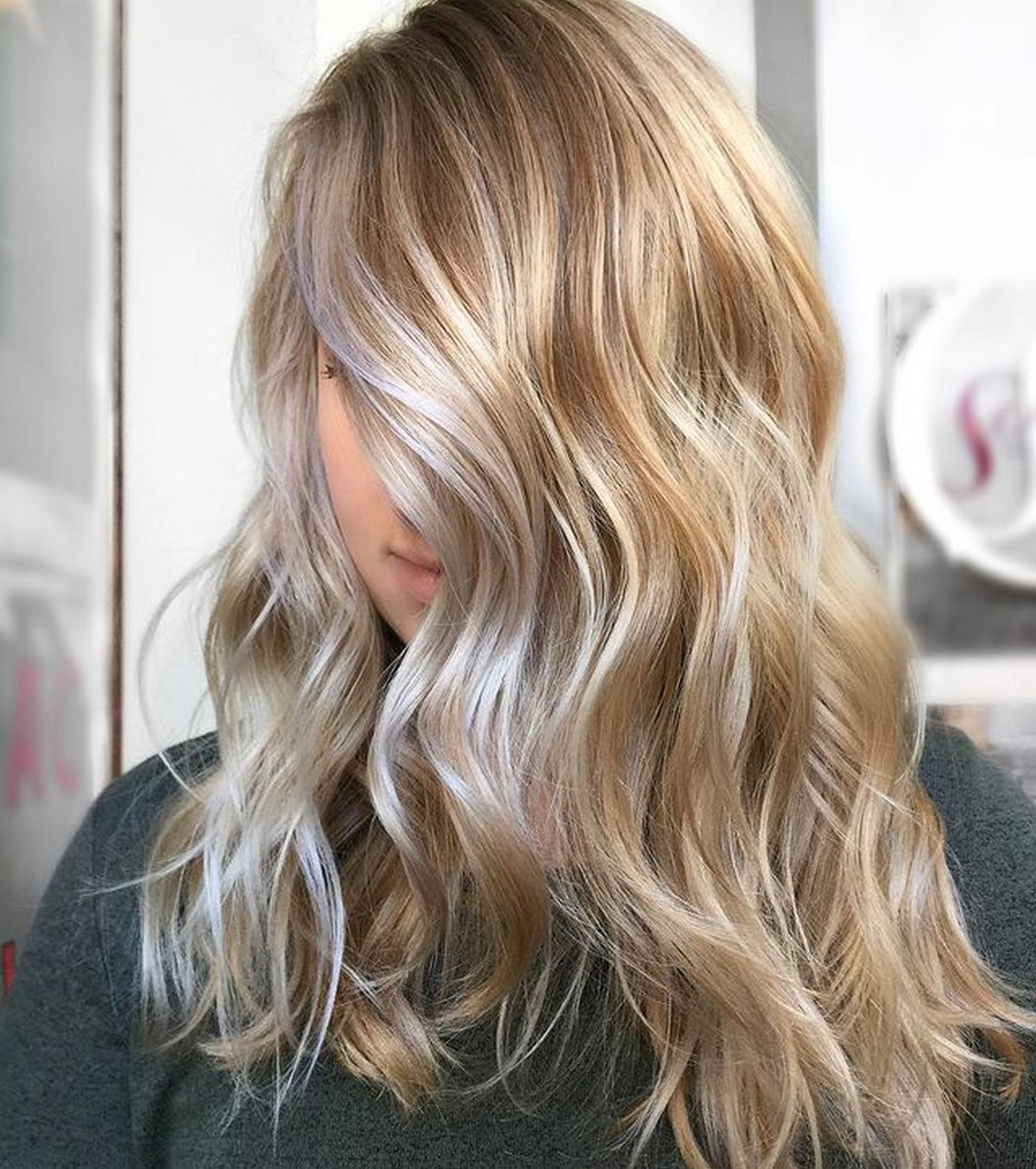 Honey Blonde Balayage With Silver Highlights