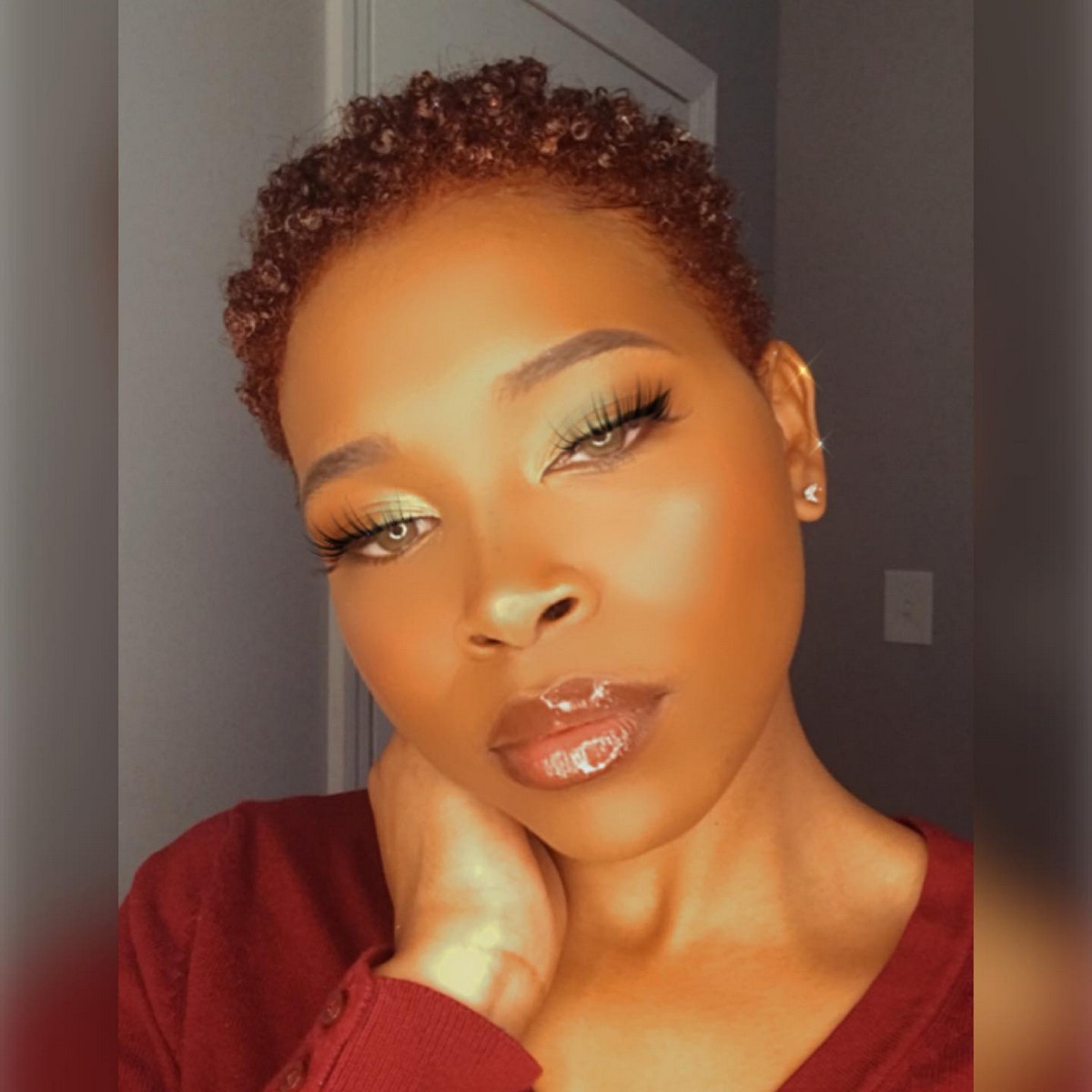 Copper Brown Short Natural Hair