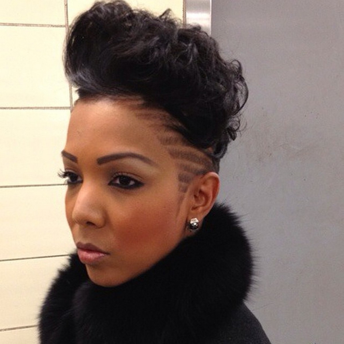 Faux Hawk with Curls and Design