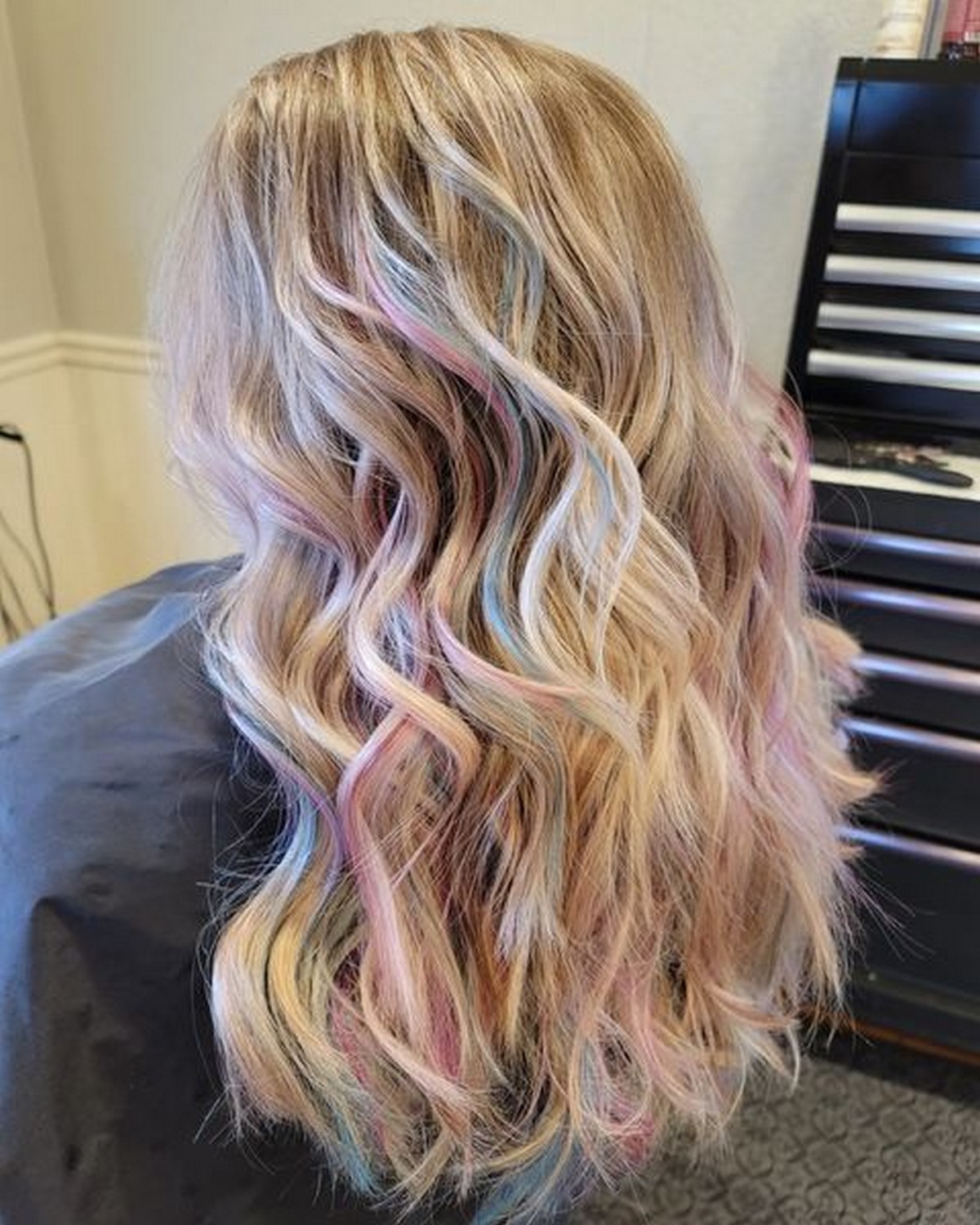 Blonde Balayage With Cotton Candy Streaks