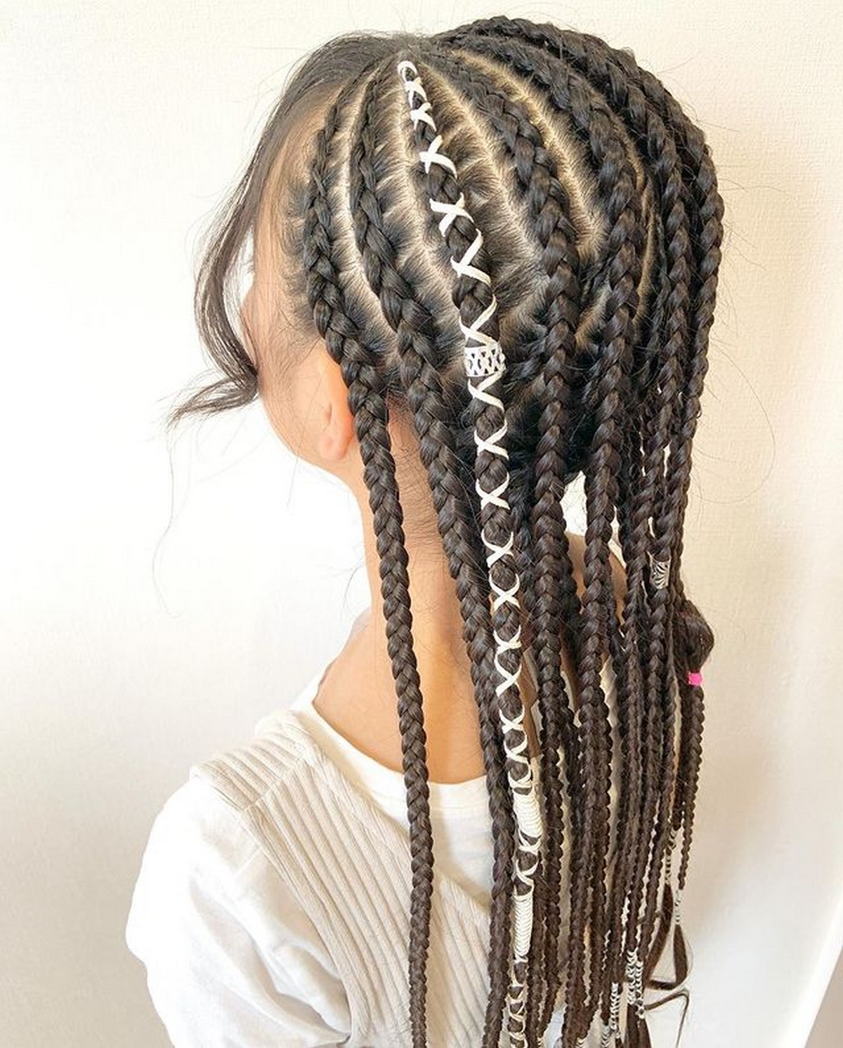 Long Cornrows with Braided Tails