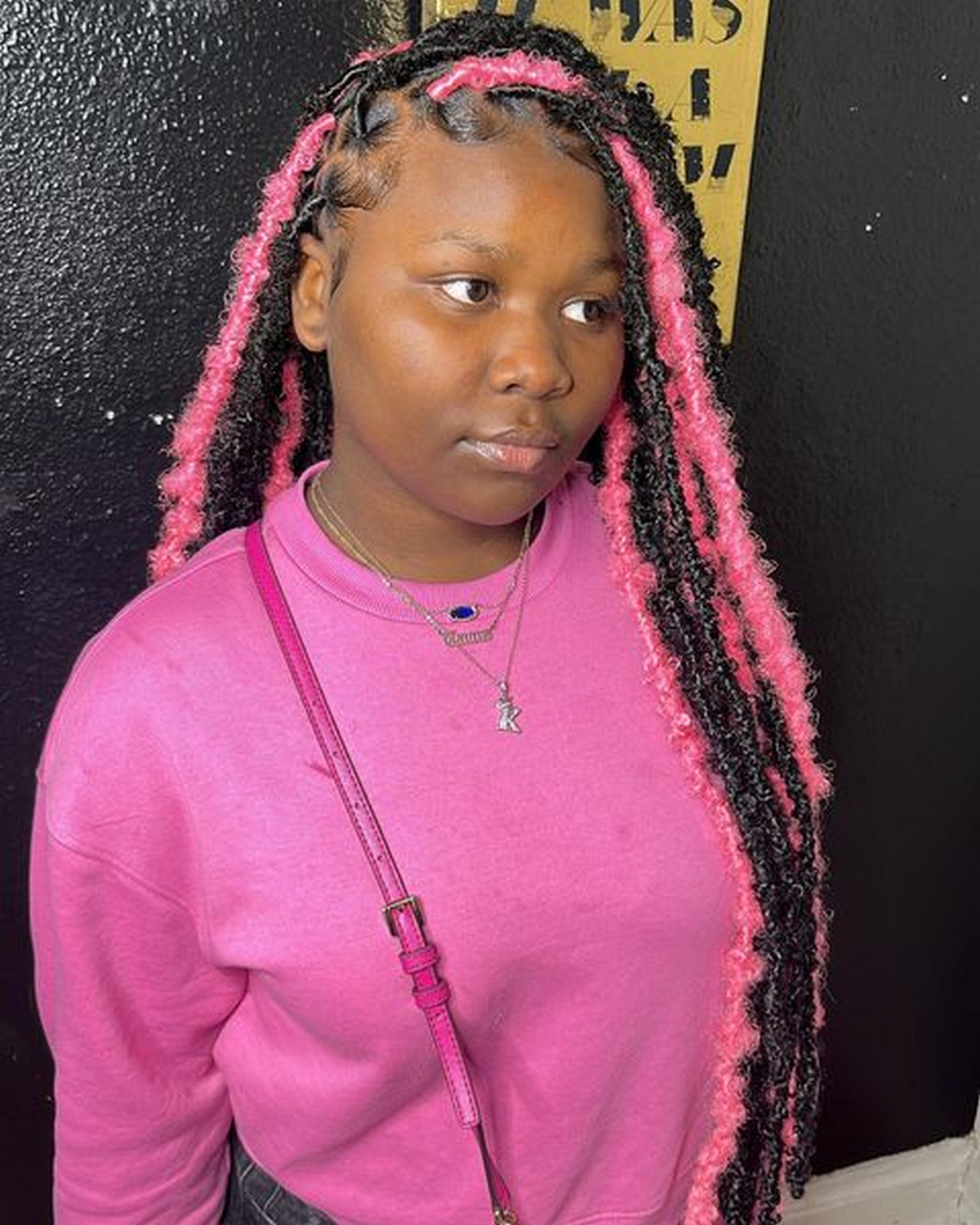 Crochet Locs With Pink Highlights